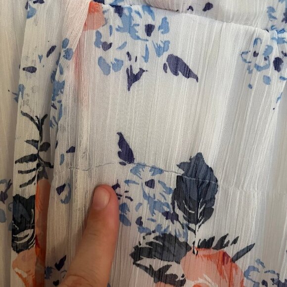 Torrid Size 1 White Floral Print Crinkled Chiffon Sleeveless Mini Dress - Picture 7 of 7